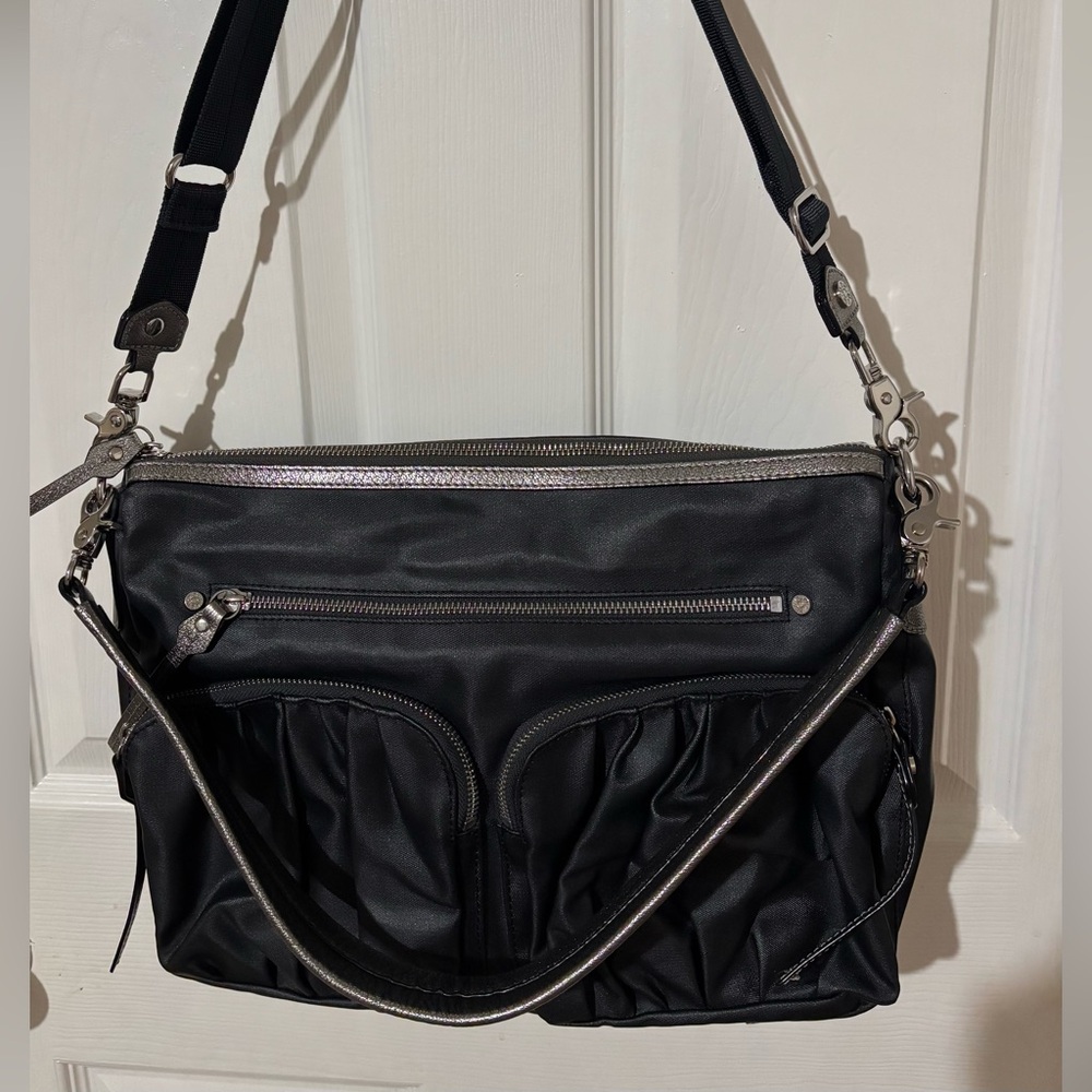 MZ Wallace Gunmetal Luster Hayley Crossbody Bag